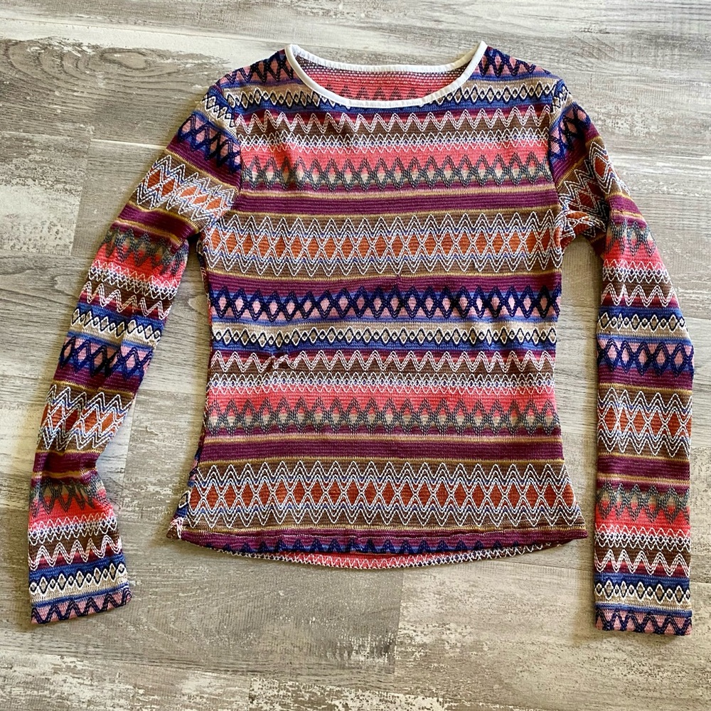 Vibrant Striped Long Sleeve Crew Neck top